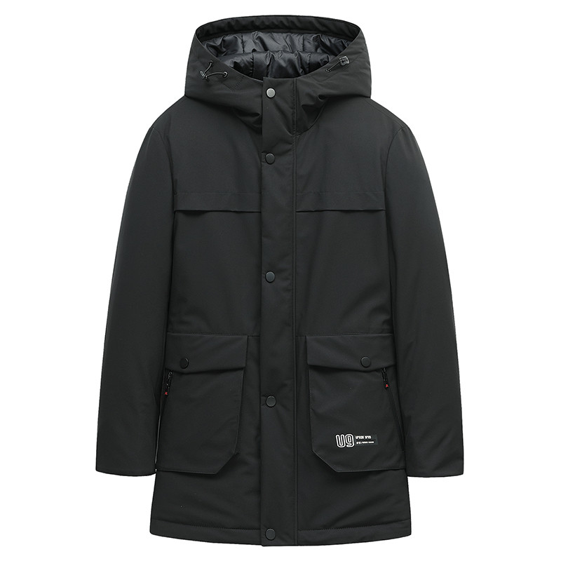 雪中飞羽绒服男短款中青年连帽时尚冬装新款男士外套羽绒服 170 黑色