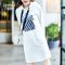 娅丽达女装2019春秋新款黑色长袖T恤女连帽韩版薄款卫衣女士上衣 XL 白色（K0）