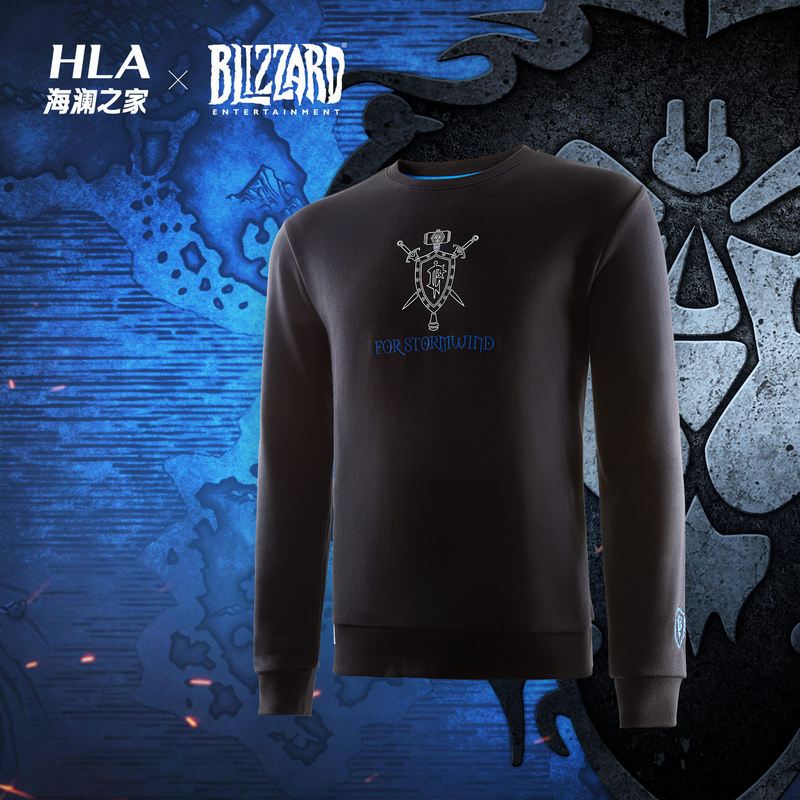 HLA海澜之家暴雪娱乐合作系列2019秋季魔兽人族族徽卫衣男HNZWJ3R200A 黑色花纹C0 165/84A/S