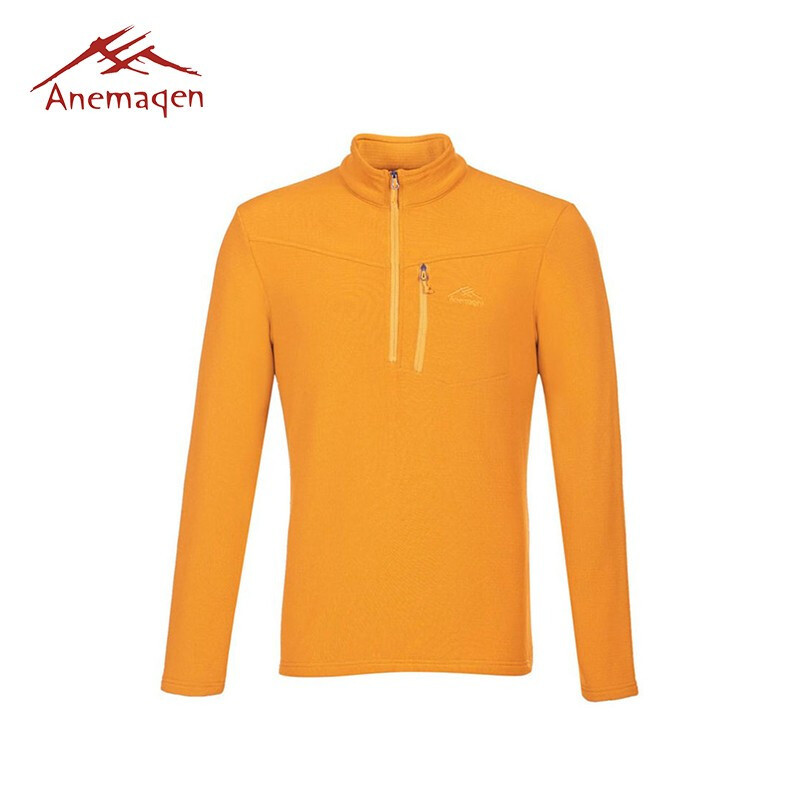 阿尼玛卿/ANEMAQEN男款纯色立领保暖抓绒半开衫长袖套头衫抓绒上衣AF1501