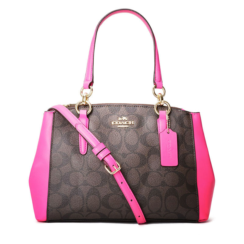 COACH/蔻驰 女包经典印花拼接双拉链杀手包手拎斜挎包 F23857 拼色