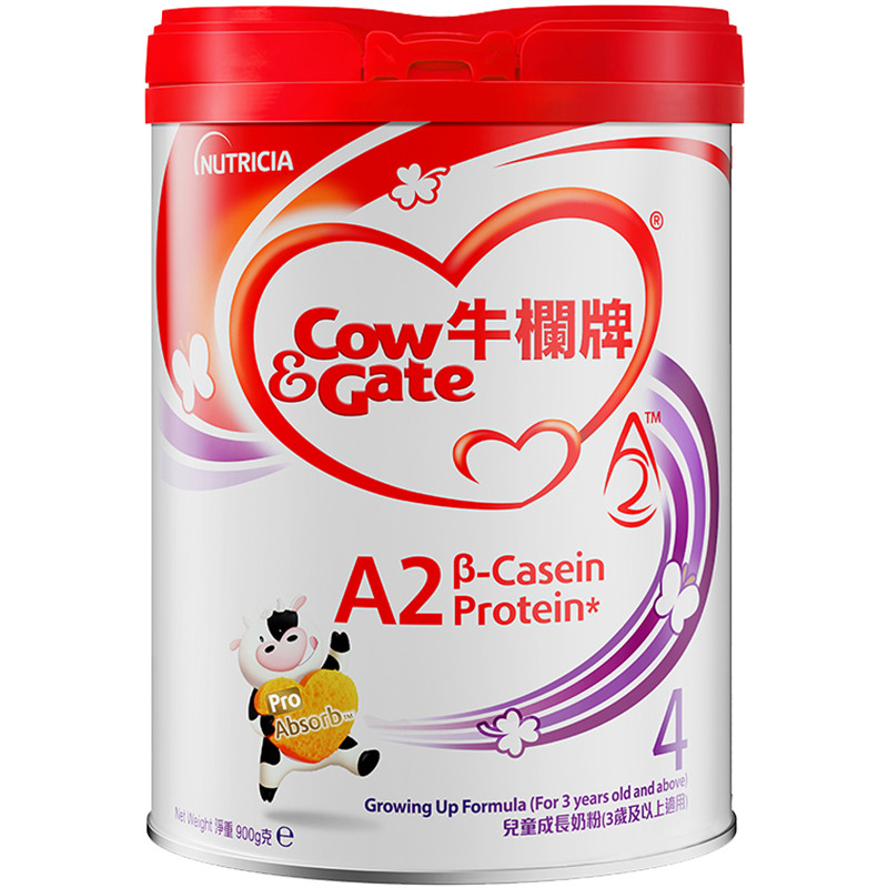 牛栏(Cow&Gate)港版儿童奶粉 A2 β-酪蛋白 4段(3岁以上) 900g[26年9月]