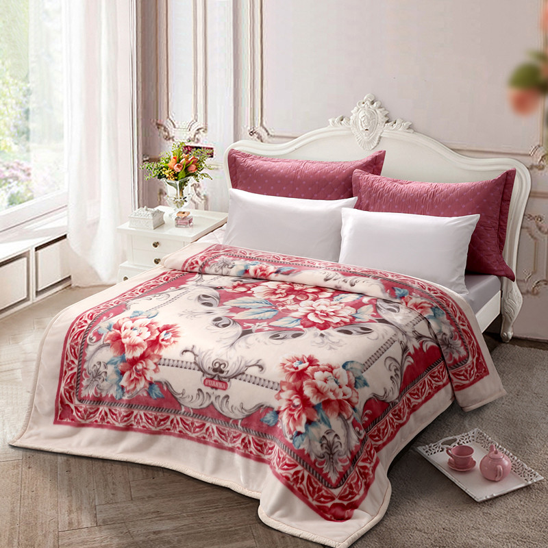 富安娜(FUANNA)家纺毛毯被子加厚秋冬季法兰绒毯床单盖毯双人云毯保暖双层毯子 红色 2.0*2.3m