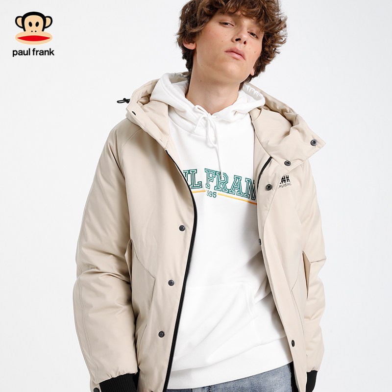 PaulFrank/大嘴猴秋冬季男款外套羽绒服保暖休闲户外防风X 米白 M