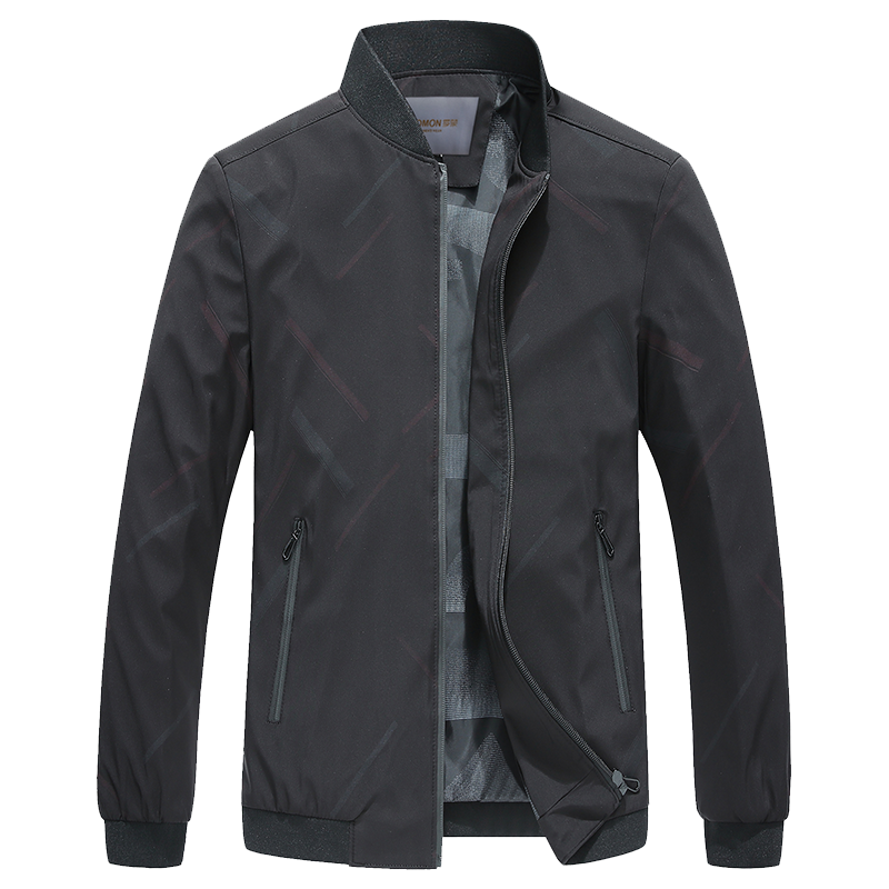 罗蒙( ROMON)秋季男士商务休闲常规夹克 9JK940019 3XL 黑色