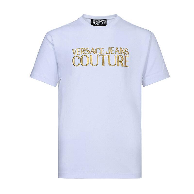VERSACE JEANS 范思哲 男士棉质圆领短袖T恤 B3GUA7TA 30171 003-白色LOGO图案 L