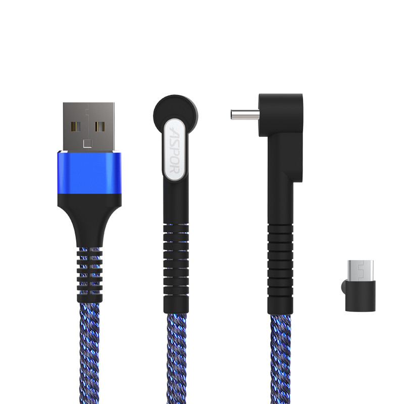 ASPOR A187 Bracket Fast Charging Cable 黑+蓝