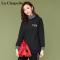 拉夏贝尔秋季女装新款韩版时尚休闲运动显瘦加绒卫衣女1T000428_1 S建议(80斤-105斤) 黑色