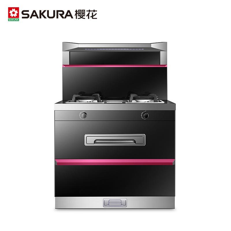 樱花(SAKURA)集成灶B002D6油烟机燃气灶具消毒柜套装自动清洗烟灶联动4.5kW 100L天然气