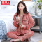 南极人女士秋冬分体家居服套装 XL 深豆沙爱心黑K325