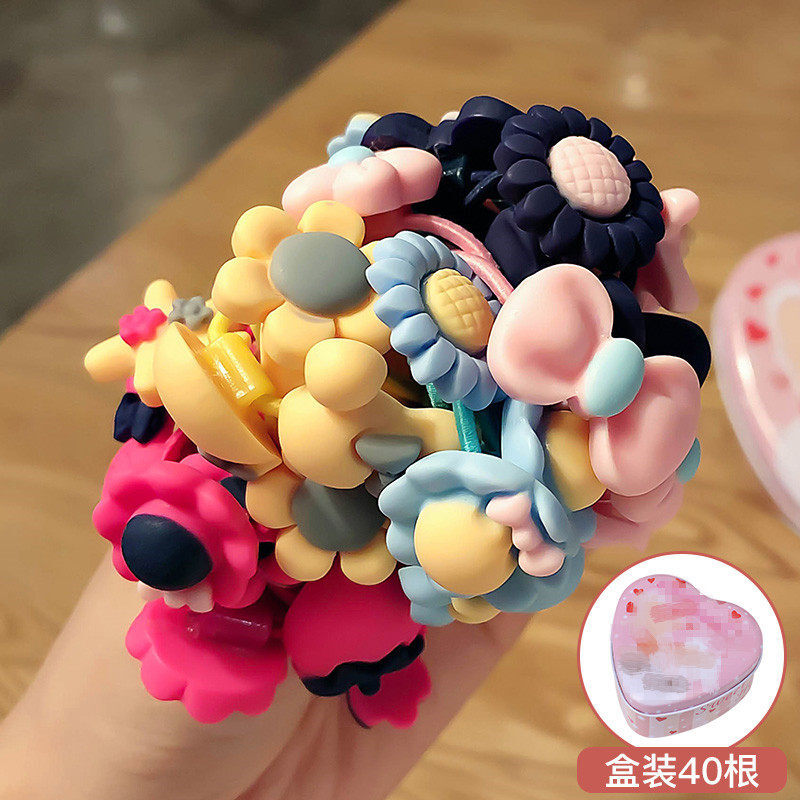 迪鲁奥（DILUAO)【新款上新】女童饰韩国儿童扎头橡皮筋绳可爱公主宝宝头绳饰女童不伤圈头饰 18#领结皮筋混装40个小圈
