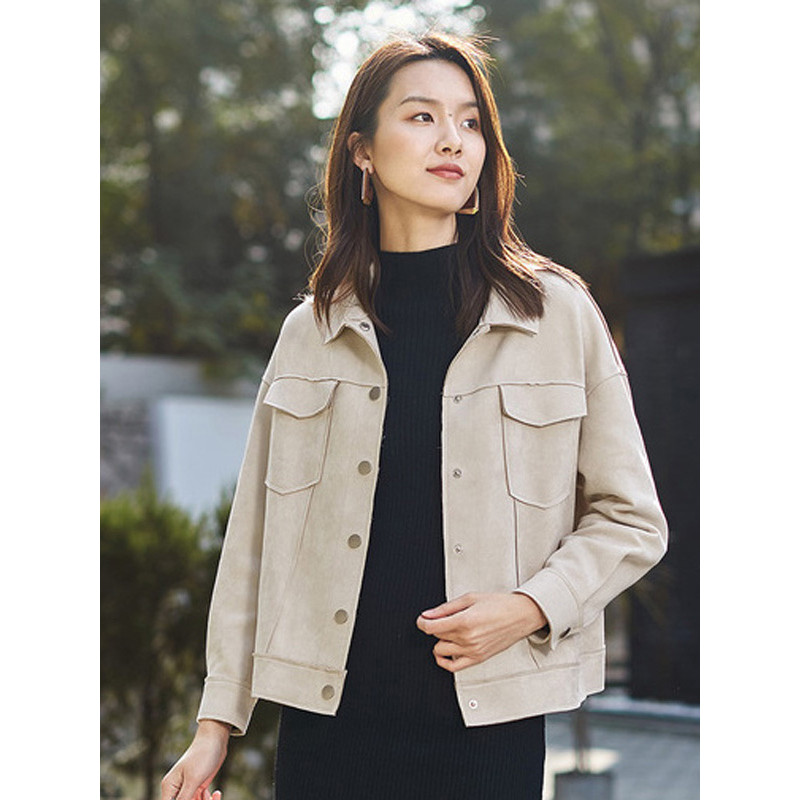 丝柏舍秋衣女外套2019韩版薄夹克宽松bf风休闲时尚S93B4422A M 米色