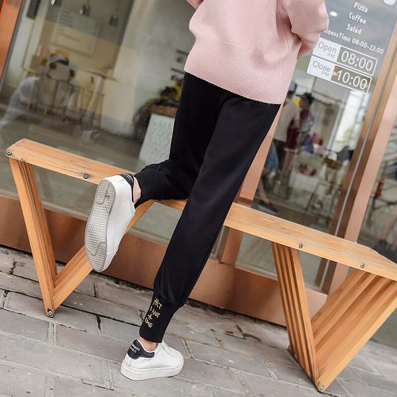 迪鲁奥（DILUAO)新款上市孕妇裤子夏季薄款外穿宽松春秋打底运动裤雪纺休闲裤长裤夏装_793 827-秋款-黑色 L