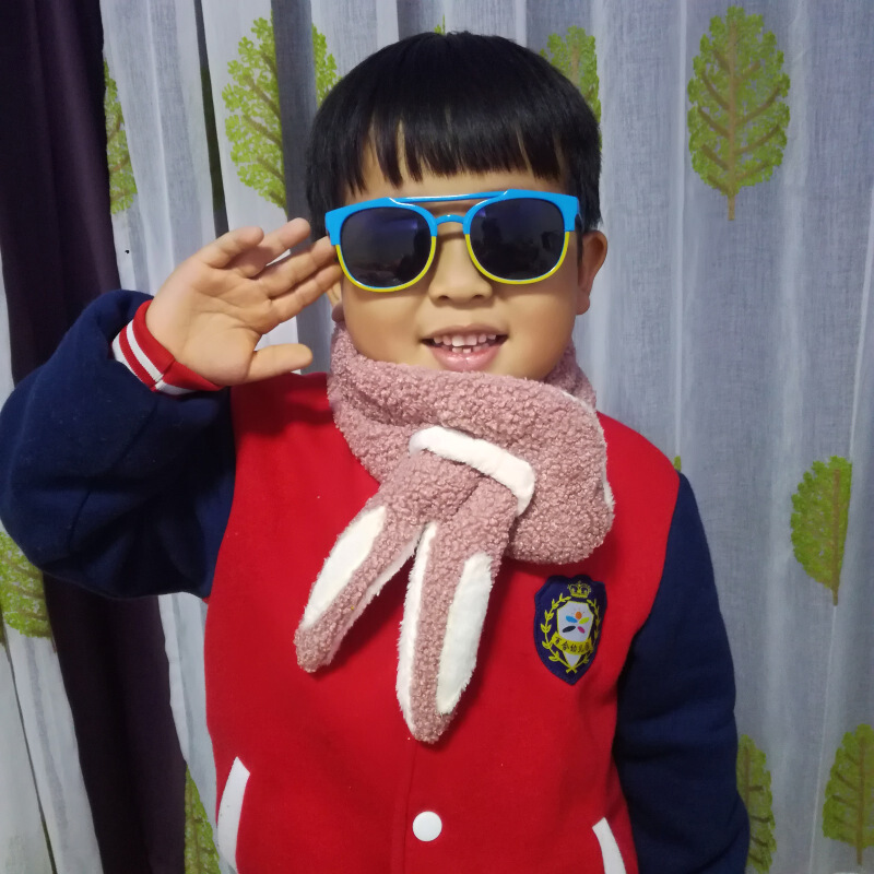 迪鲁奥（DILUAO)儿童围巾加绒公主微博加厚保暖秋冬季男童女童宝宝法兰绒脖套 红色 1-6岁 深粉 默认尺寸