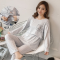 迪鲁奥（DILUAO)新款上市长袖孕妇睡衣秋冬天坐月子服薄款女士产后加大码宽松可喂奶春秋季 银色 XXL码(125-140斤)