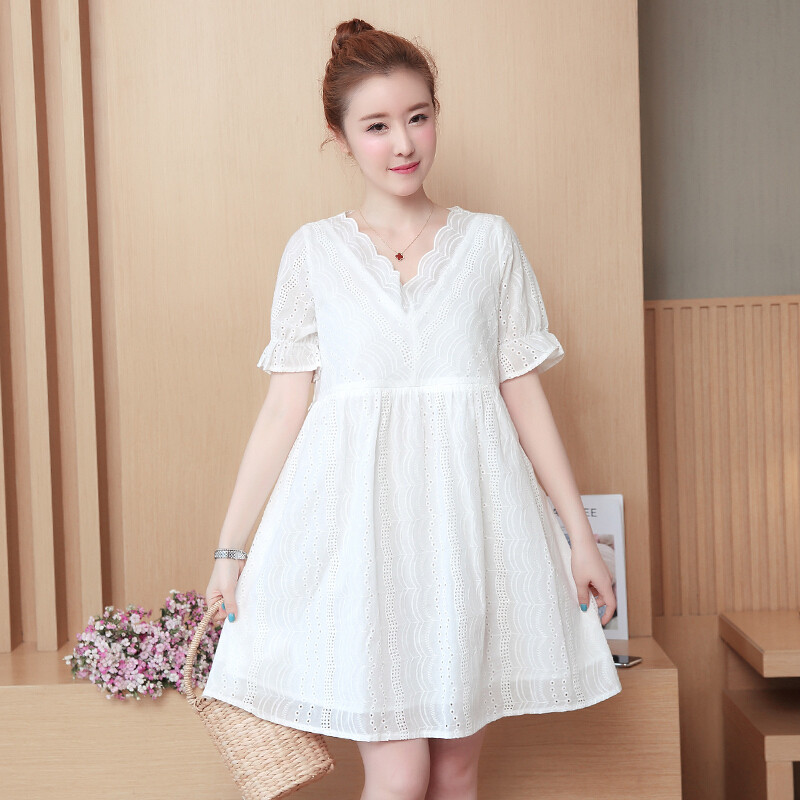 迪鲁奥（DILUAO)孕妇装夏装连衣裙新款孕妇裙时尚2019中长款纯棉夏季上衣外出服_329 179裙子+黑色安全裤 L