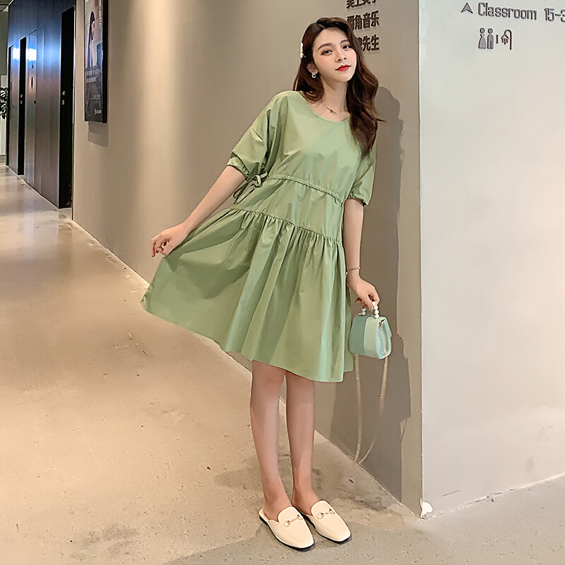 迪鲁奥（DILUAO)哺乳衣新款夏天短袖连衣裙中长款棉麻系带喂奶夏装孕妇裙产前产后_244 蓝色(孕妇款) XL