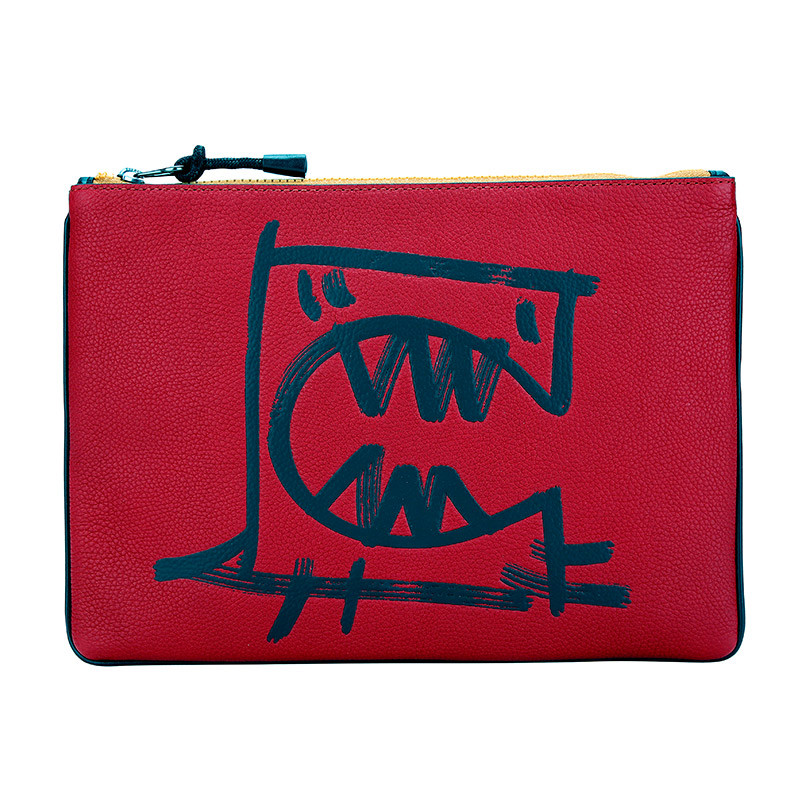 COACH 蔻驰 奢侈品 男士REXY系列中性专柜款红色皮革信封包手拿包 75508 AQC 红色