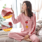 迪鲁奥（DILUAO)月子服春秋季产后哺乳衣女长袖纯棉孕妇睡衣喂奶衣夏薄款套装 19003(粉红苹果)套头纯棉 L