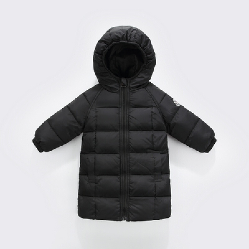 迪鲁奥（DILUAO)2019新款儿童羽绒服中长款宝宝冬装男女童小童加厚童装婴儿1-3岁 黑色 140cm