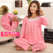 迪鲁奥（DILUAO)产妇纯棉月子服春秋孕妇睡衣 春夏季薄款产后加肥大码200斤哺乳期_968 爱心款-蜜桃粉 M(110斤以内)