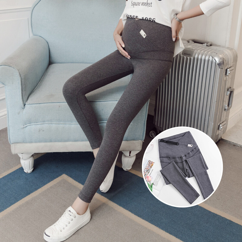 迪鲁奥（DILUAO)孕妇装春秋季2019新款孕妇裤子长裤修身调节交叉腰孕妇托腹裤_825 深灰色交叉腰 XXL