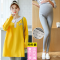 迪鲁奥（DILUAO)孕妇装秋装纯棉长袖T恤新款秋装时尚款怀孕妈妈穿的衣服宽松中长款上衣_338 黄色上衣+灰色长裤 M【适合约90-115斤】