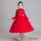 迪鲁奥（DILUAO)儿童公主裙秋冬款女童礼服裙婚纱蓬蓬长裙2019中国风长袖连衣裙子 红色 170cm