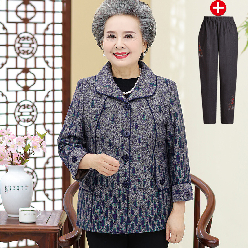 迪鲁奥（DILUAO)授权店铺中老年人女装秋冬新款外套60-70岁妈妈80奶奶春秋薄款太太老人上衣服_133_36 4XL(建议125-140斤) 6号色(送裤子)