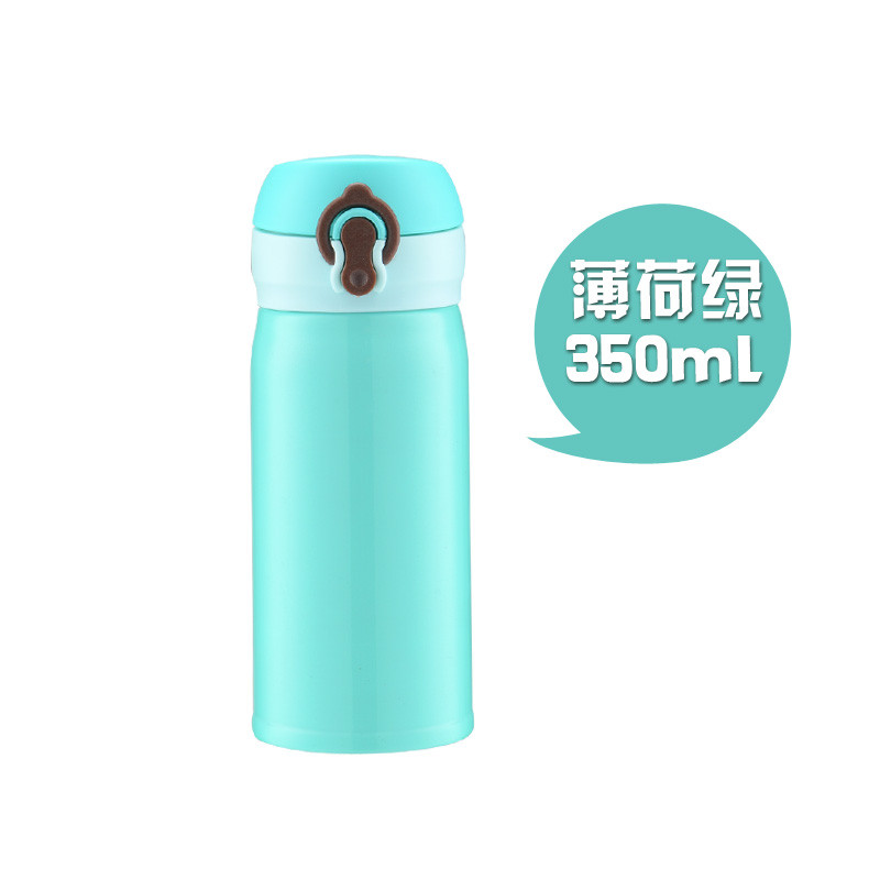 保温杯男女-便携水杯大容量真空304不锈钢弹跳便携车载泡茶杯 绿色350ML