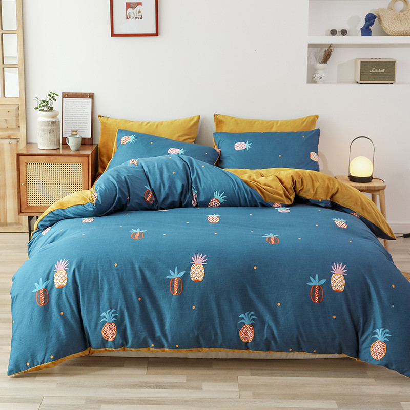 九氏Joesh大版印花牛奶绒保暖四件套 草莓女孩 单人三件套（1.5*2.0m被套）床单款