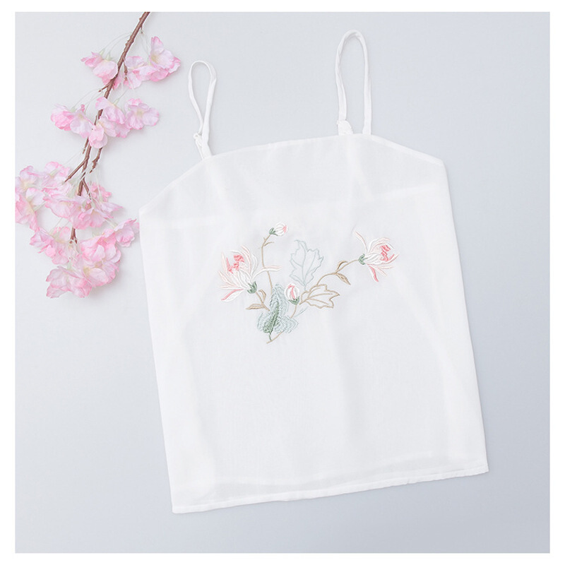 迪鲁奥（DILUAO)【热卖】汉服女清秋兔汉元素背心女抹胸古风吊带内搭汉服内衬打底绣花内衣 M 白色5619