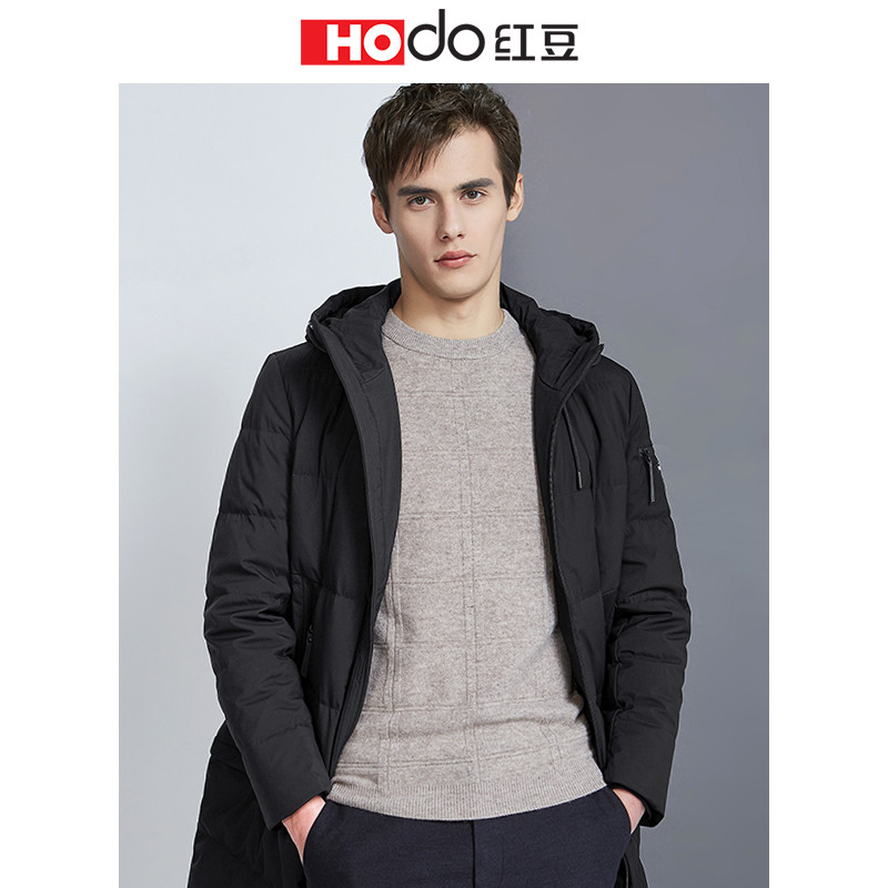 HODO红豆男装 男士羽绒服 冬季商务简约舒适有型后背开叉加厚连帽品质羽绒服外套男