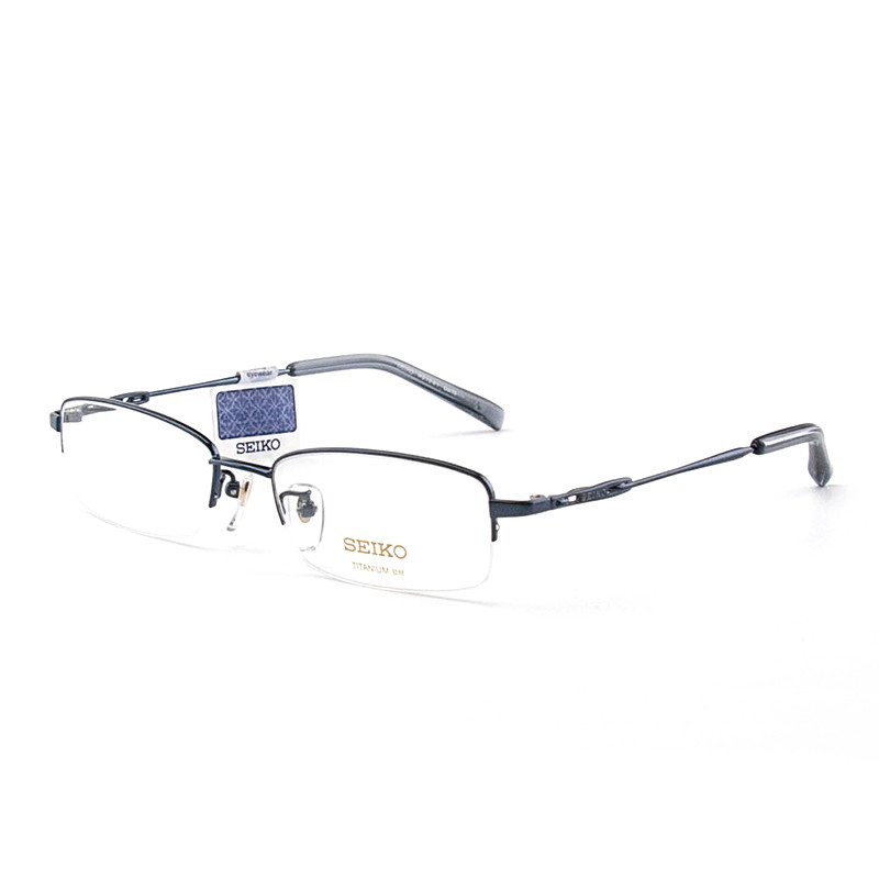 SEIKO精工 眼镜框男款半框纯钛基础系列眼镜架近视配镜光学镜架H01061 52mm 70蓝色
