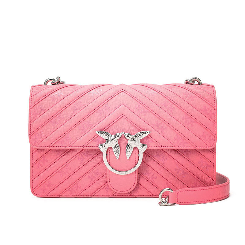 Pinko/品高 LOVE STRIPES 2 单肩包 1P21A9 樱花粉