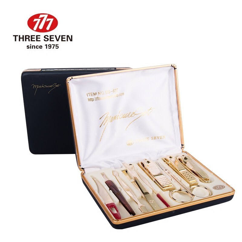 777(THREE SEVEN) DS-637ZG 进口正品珠光硬盒时尚指甲刀9件套 一套装