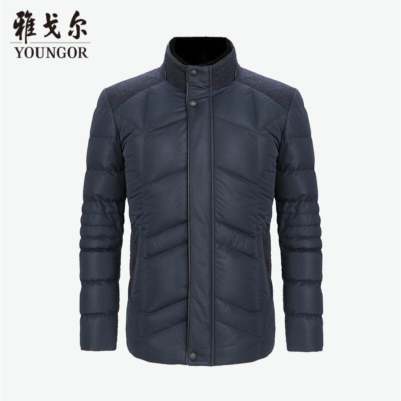Youngor/雅戈尔男士冬款夹克茄克白鸭绒4FQA 170/92A 藏青色