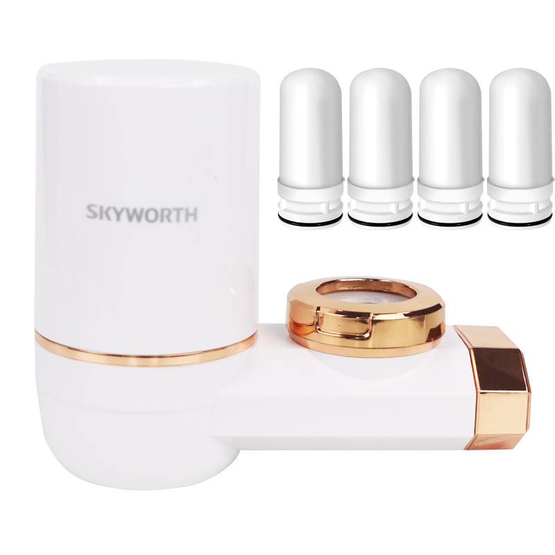 创维（Skyworth）净水龙头 水龙头净水器 家用厨房自来水过滤器 小水宝净水机 CW120K金色一机4芯 2年0费用
