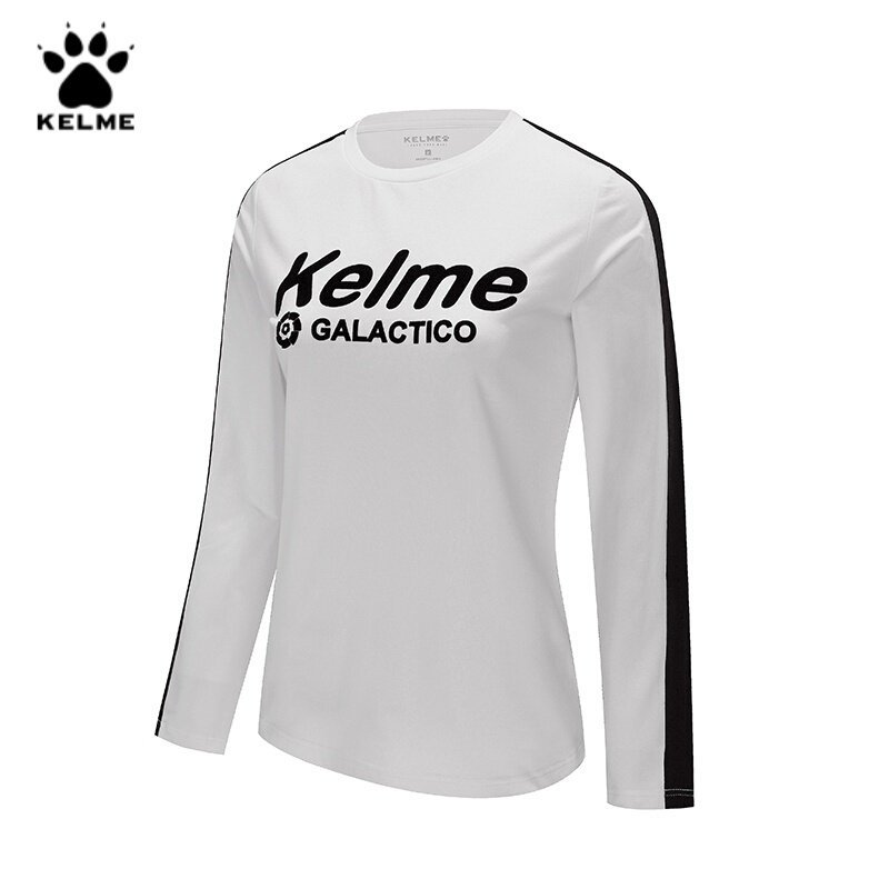 Kelme卡尔美春季新款运动长袖T恤女纯棉舒适时尚插色T恤3682021 XXXL/180 白色