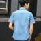 吉普战车(JIPUZHANCHE)2018夏季新款衣服男牛仔短袖衬衫男士修身韩版潮流青少年百搭短衬衣薄 JWW702深蓝色 XL.
