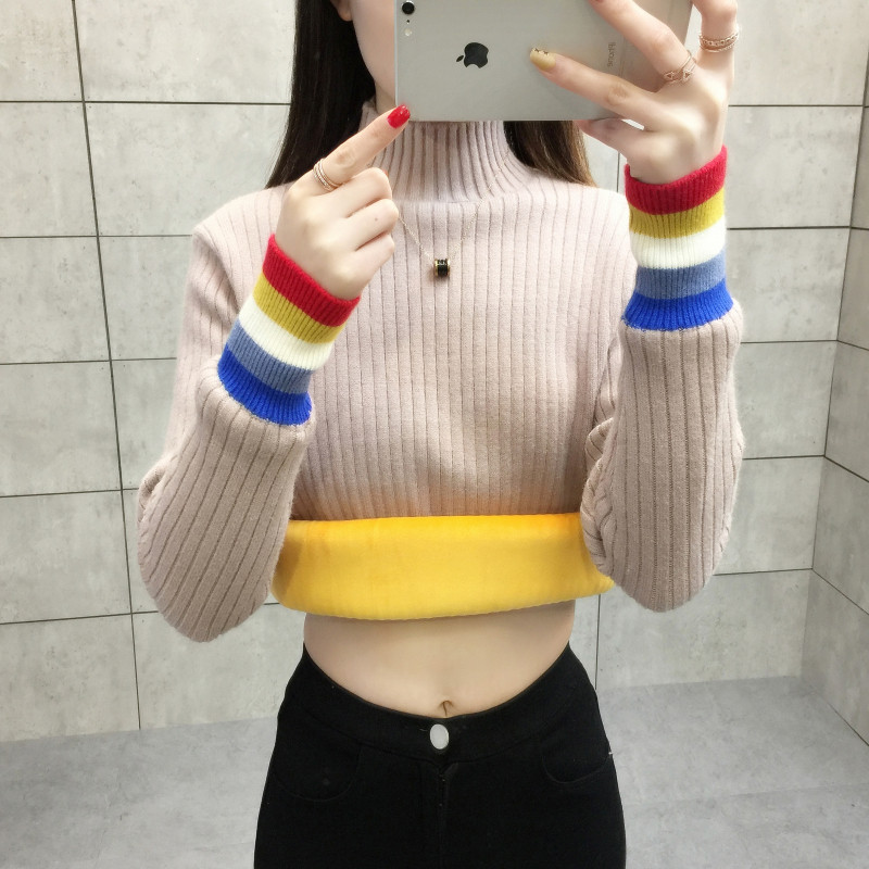 朗妮姿(LANGNIZI) 2020新款韩版毛衣女春秋装衣服宽松高领针织打底衫 A958# M【建议95-110斤】 浅咖【常规】