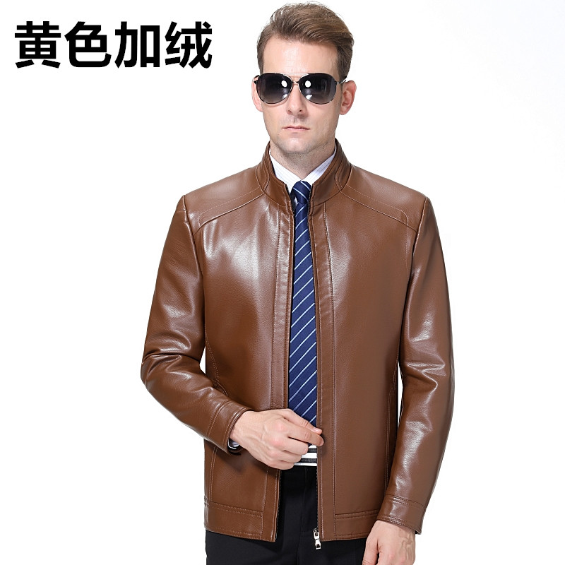 正品男装海宁真皮皮衣男绵羊皮男士机车皮夹克外套修身韩版潮2018新款帅气官方旗舰店特卖特卖 1688黄色加绒 170