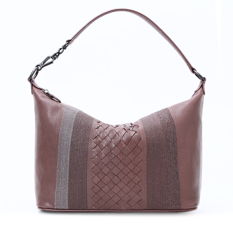 Bottega Veneta/葆蝶家 编织Madras条纹 单肩包 239988 丁香紫