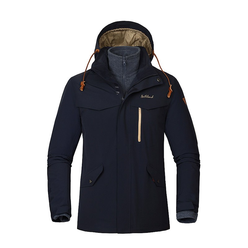 诺诗兰（NORTHLAND）户外秋冬男女防泼水透湿PRO200三合一冲锋衣GS065705_1 185 GS065705-6D00深藏青色(男)