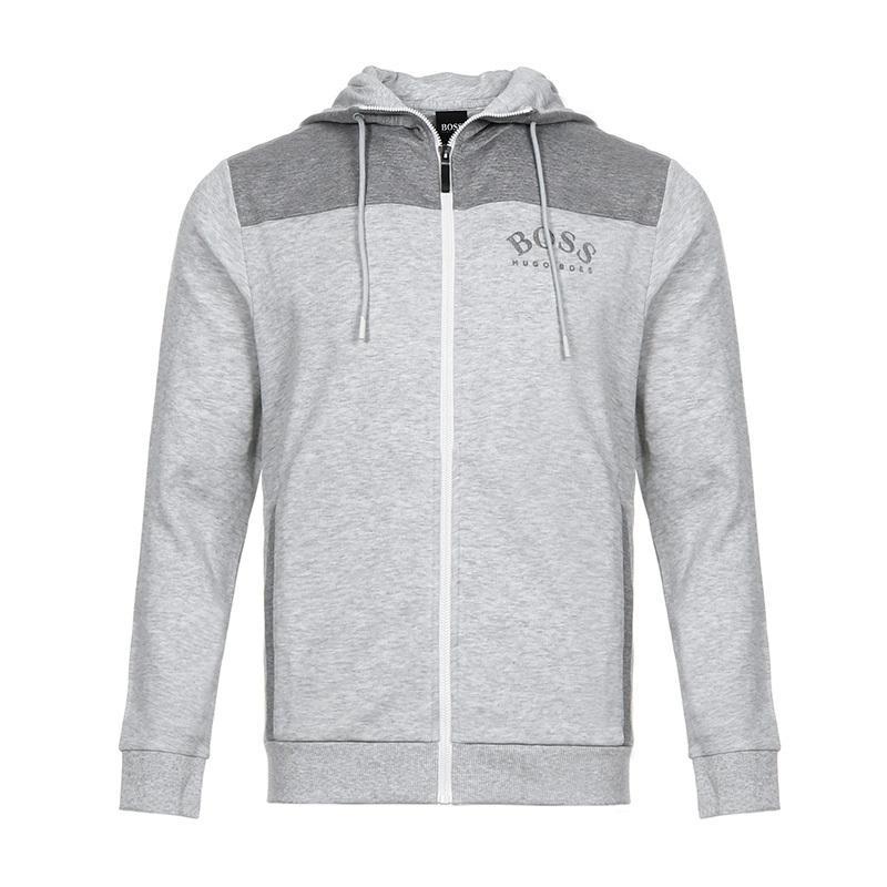 HUGO BOSS 雨果博斯 男款棉质连帽运动衫外套上衣 50410288 057-灰色 M