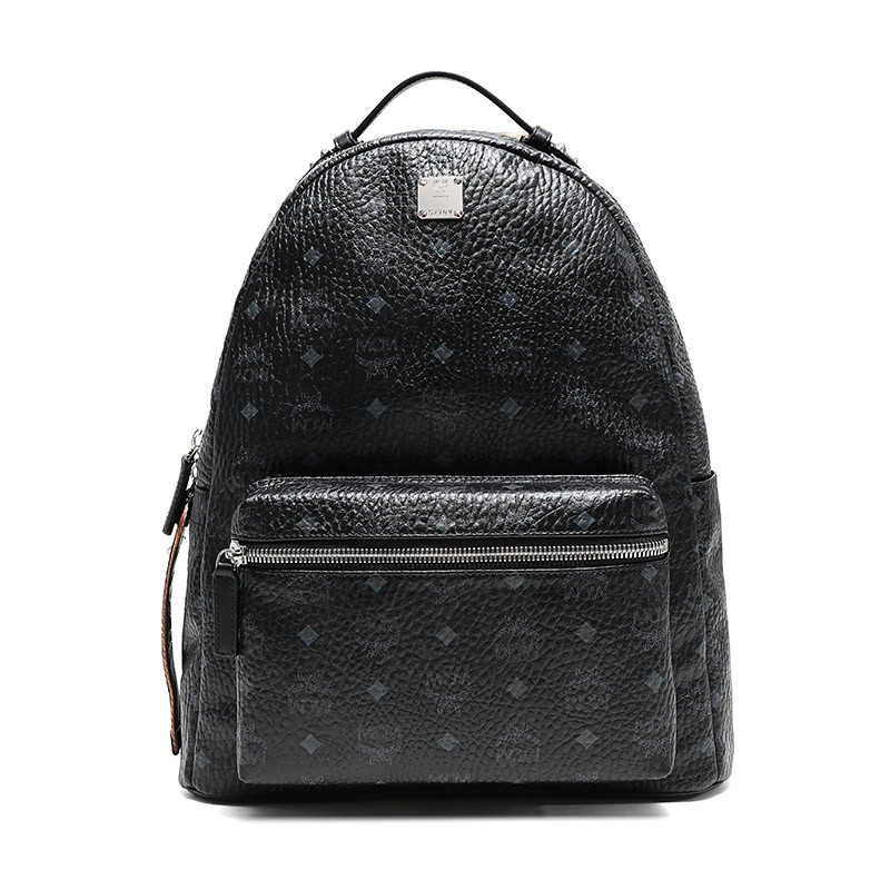 MCM 女款Stark Visetos系列涂层帆布双肩包 MMK9SVE73 BK001-黑色LOGO图案