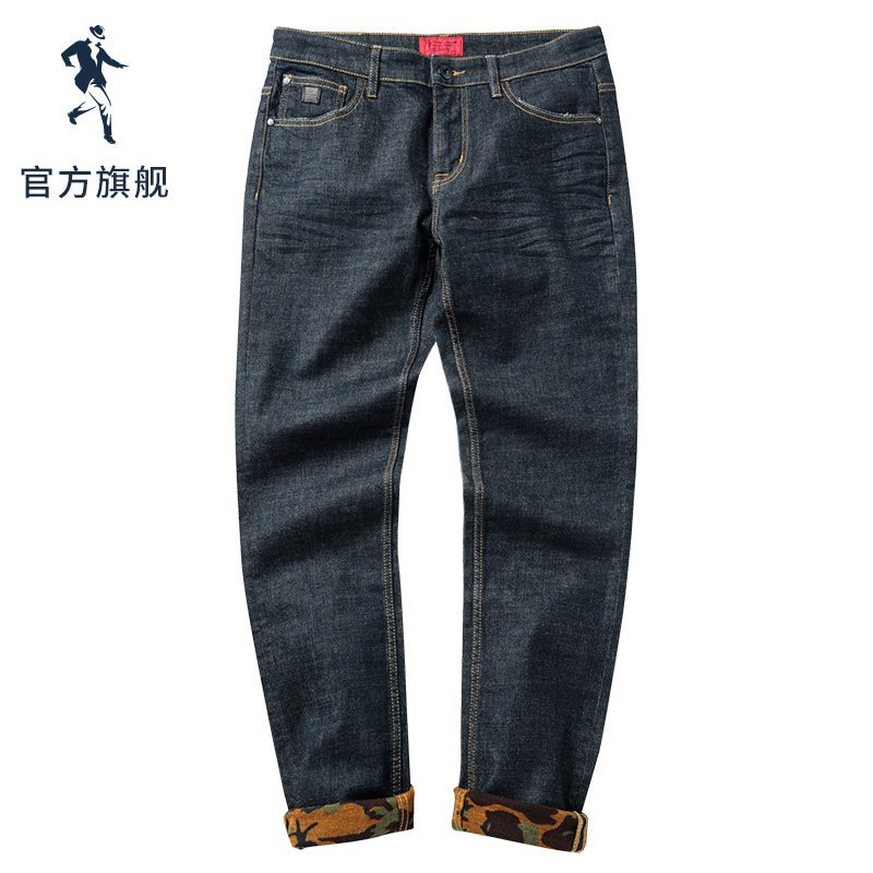 【商场同款】与狼共舞牛仔裤男2019秋季男士修身韩版休闲长裤子DZ_1 28 102深蓝