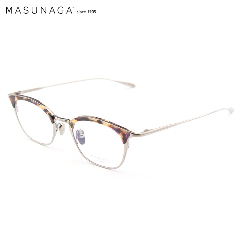 MASUNAGA增永眼镜男女复古全框眼镜架配镜近视光学镜架ELLA #16玳瑁眉银架