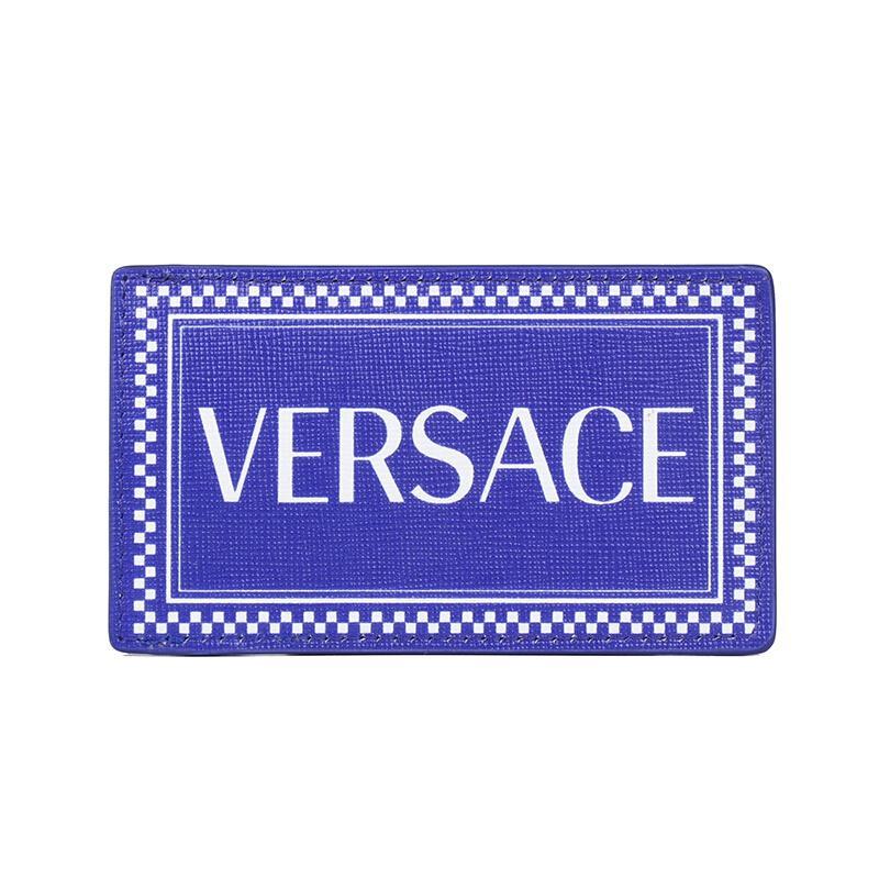 Versace 范思哲 男士皮革 卡包卡夹 DPN7438 DVESF D72WN-蓝色白色LOGO