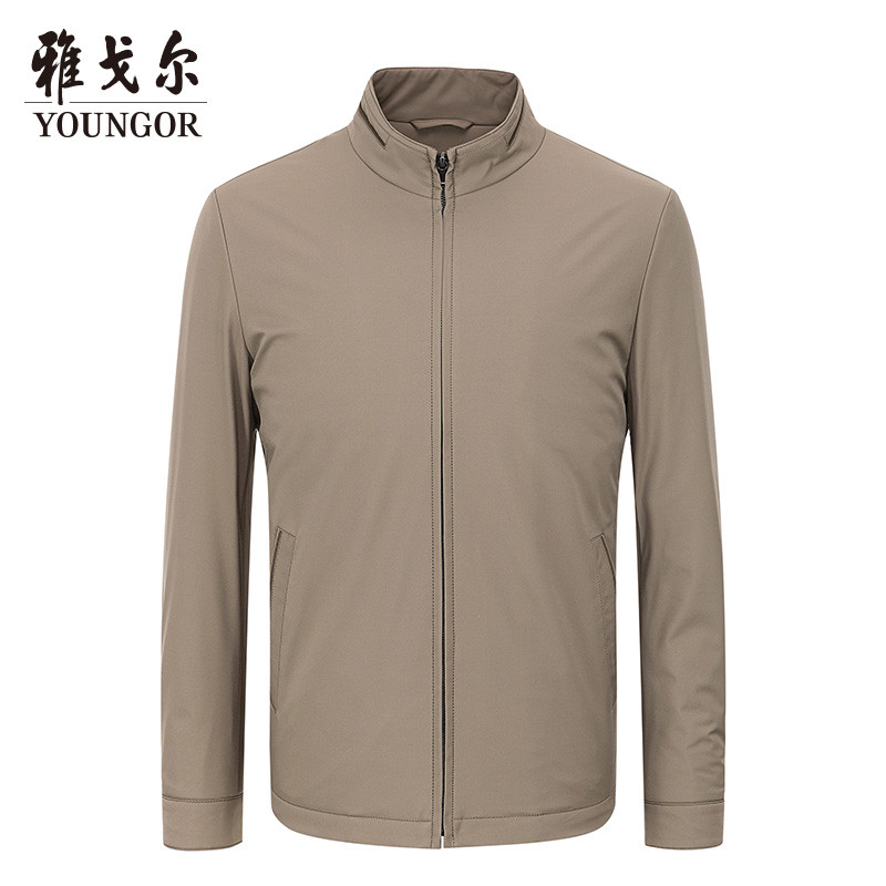 Youngor/雅戈尔冬季新品男士商务休闲男士棉茄克977YQA 165/88A 卡其